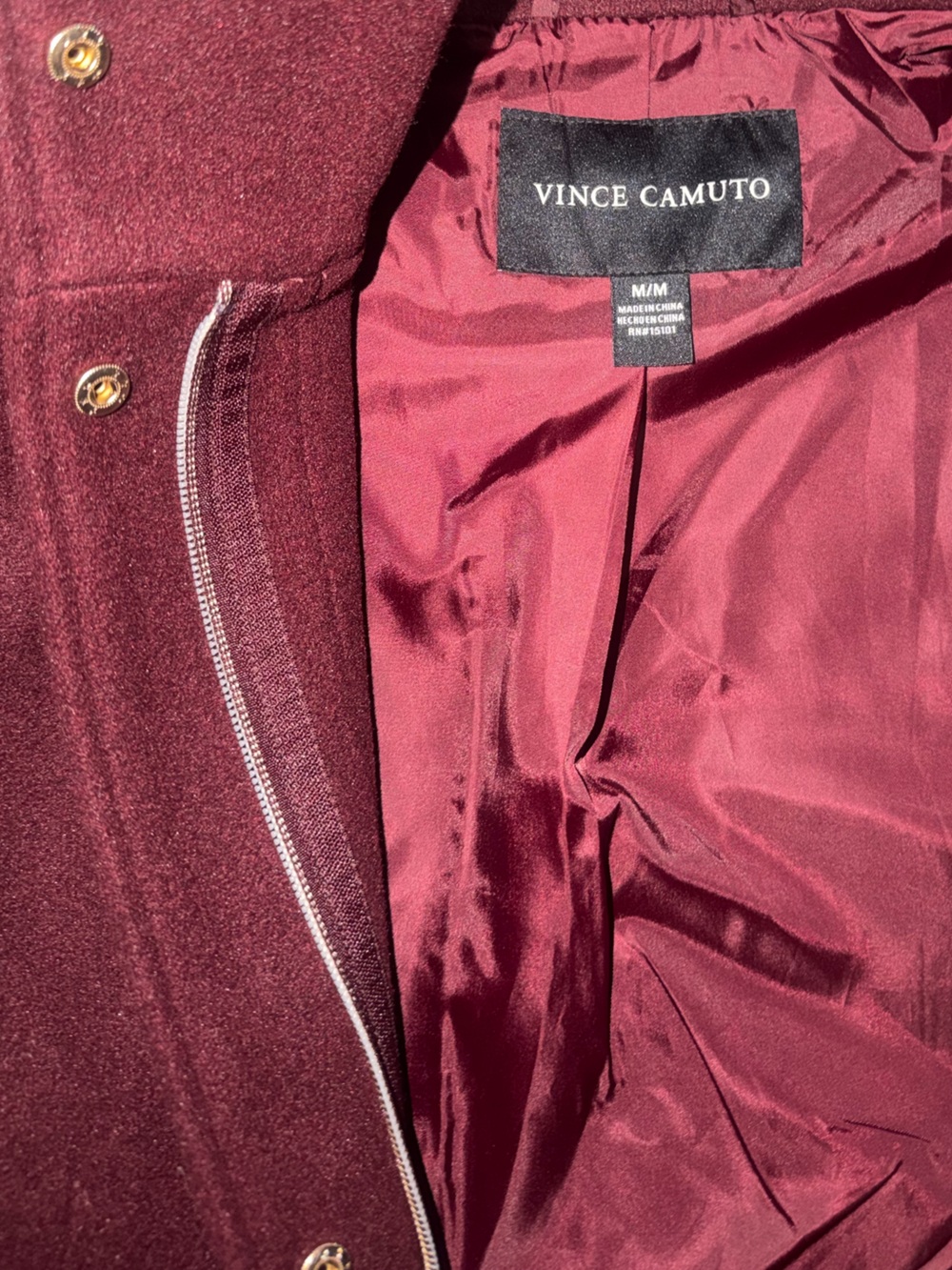 Women's Burgundy Faux Wool Coat - Picture 5 of 5